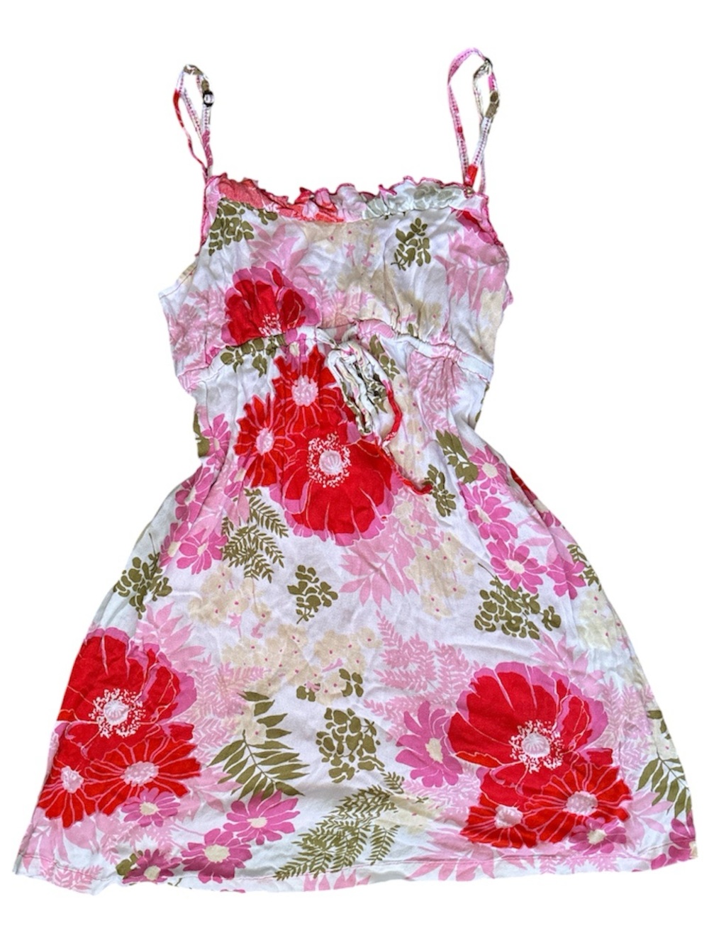 Vintage Aeropostale Pink Floral Cami Mini Dress Tie Bust Large